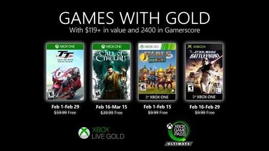 Voici les Games With Gold de février sur Xbox One, Xbox 360 et Xbox ! Des heureux ?