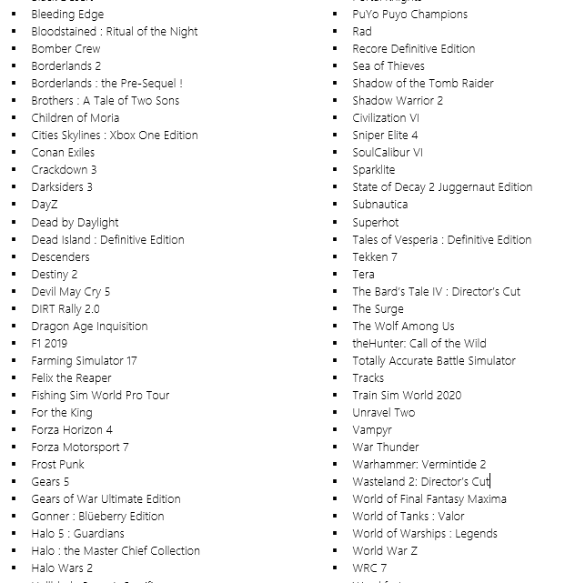 Pour ceux qui se poseraient la question, voici la liste des jeux disponibles sur #xCloud. pic.twitter.com/Eb0nirItyP