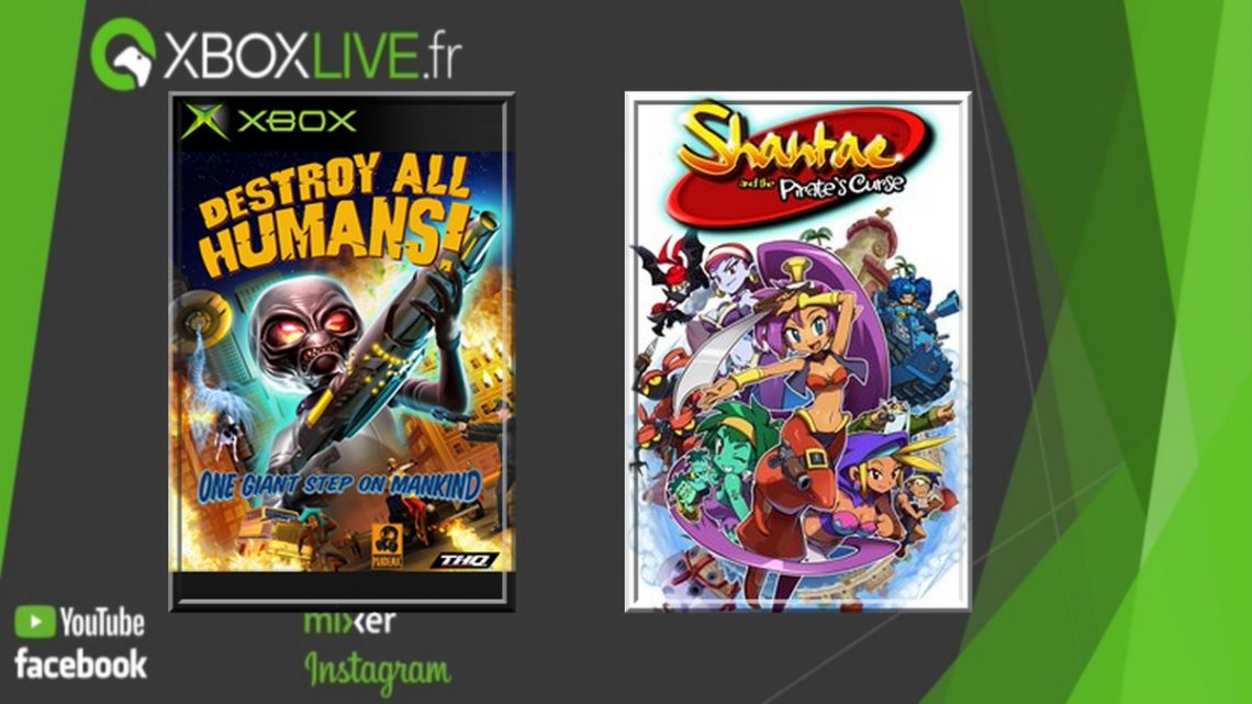 Vous pouvez maintenant télécharger les premiers #GamesWithGold de juin:#ShantaeAndThePiratesCurse (disponible du 1 au 30 juin)#DestroyAllHumans! (disponible du 1 au 15 juin)2 excellents jeux solo qu’on vous conseille de faire (Destroy All Human! est optimisé pour Xbox One X) pic.twitter.com/DEJhH4Vx03