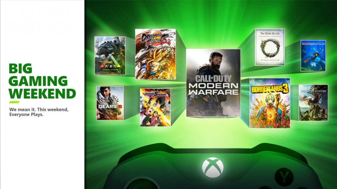 Pendant 4 jours, le Xbox Live sera gratuit !Voice les jeux gratuits du week-end !#CallofDutyModernWarfare#Gears5 #BlackDesert#DragonBallFigterZ #MonsterHunterWorld#ElderScrollsOnline : Tamriel Unlimited#Borderlands3 #Subnautica#NarutoToBoruto: Shinobi Striker#ARK pic.twitter.com/xWmZ3QqSgU