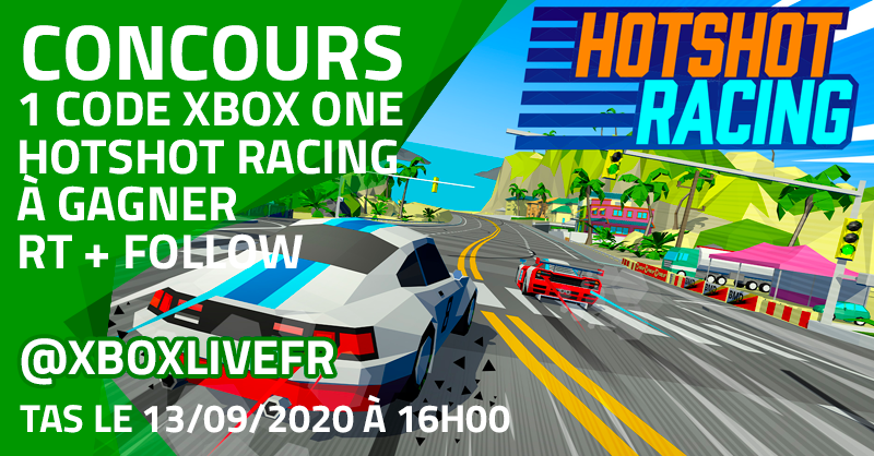 #Concours 1 code Xbox One de #HotshotRacing à gagner ! RT + Follow @Xboxlivefr TAS le 13/09/20 à 16h ! Bonne chance à tous. https://t.co/5Sp1mORpJt