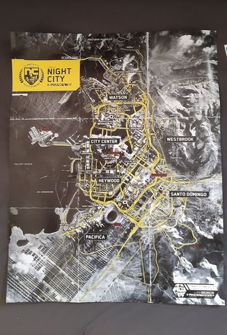 Il semblerait que la carte de #Cyberpunk2077 ait fuité. Voici donc Night City ! Rendez-vous le 19/11 ▶ Store 69,99€… h…