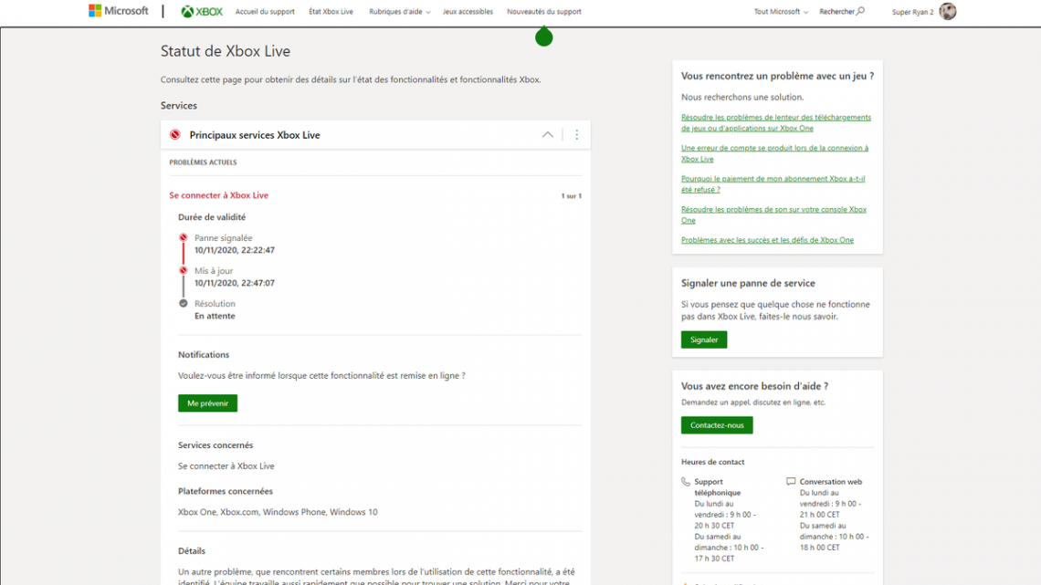 [Assistant Xbox]
Services concernés :
Se connecter à Xbox Live Plateformes concernées : Xbox One, https://t.co/sARbFl7MMT, Windows Phone, Windows 10 ? Ca s’en va et ca revient ? https://t.co/pi0CEmm6UJ