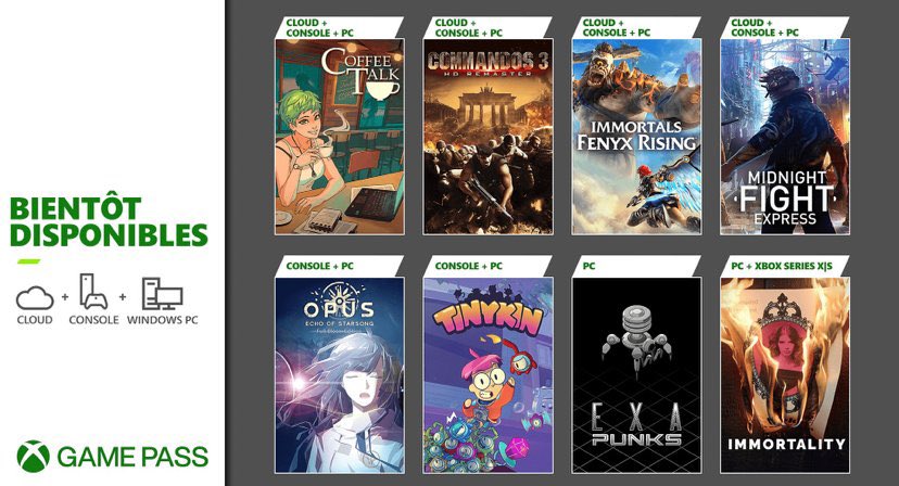 Voici les prochains titres à atterrir sur le #XboxGamePass ?. Faites votre choix ?? pic.twitter.com/kfGKnNEFwm